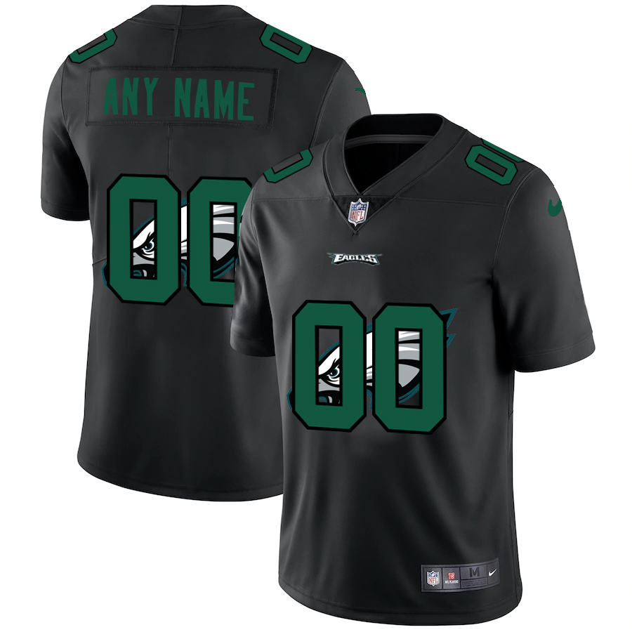 Wholesale Philadelphia Eagles Custom Men Nike Team Logo Dual Overlap Limited NFL Jersey Black